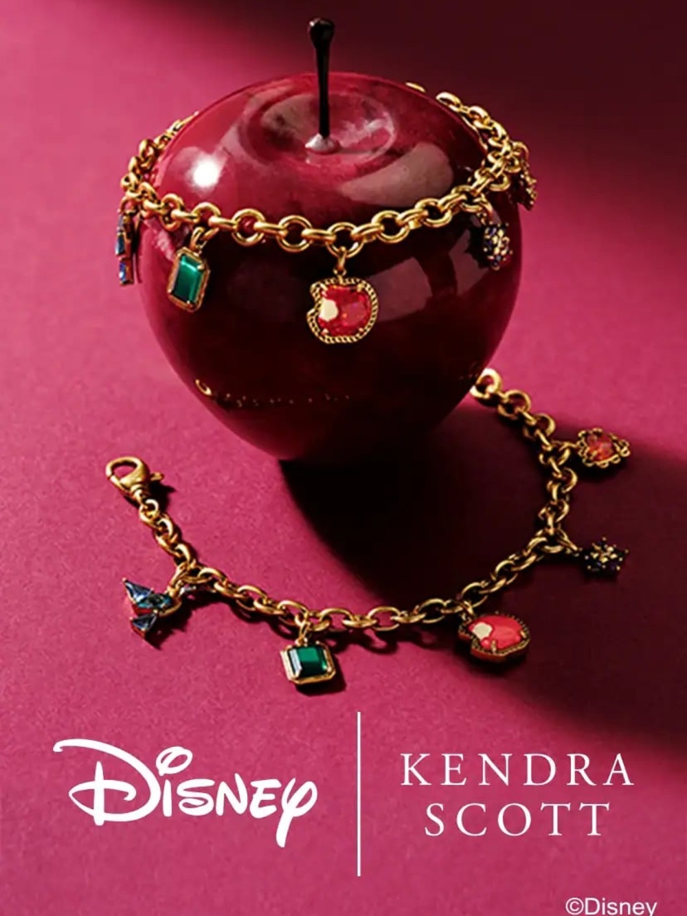 NWT Kendra Scott Disney Gold-Tone Snow White Charm Bracelet 8"